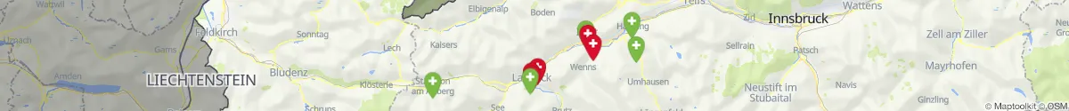 Kartenansicht für Apotheken-Notdienste in der Nähe von Kappl (Landeck, Tirol)